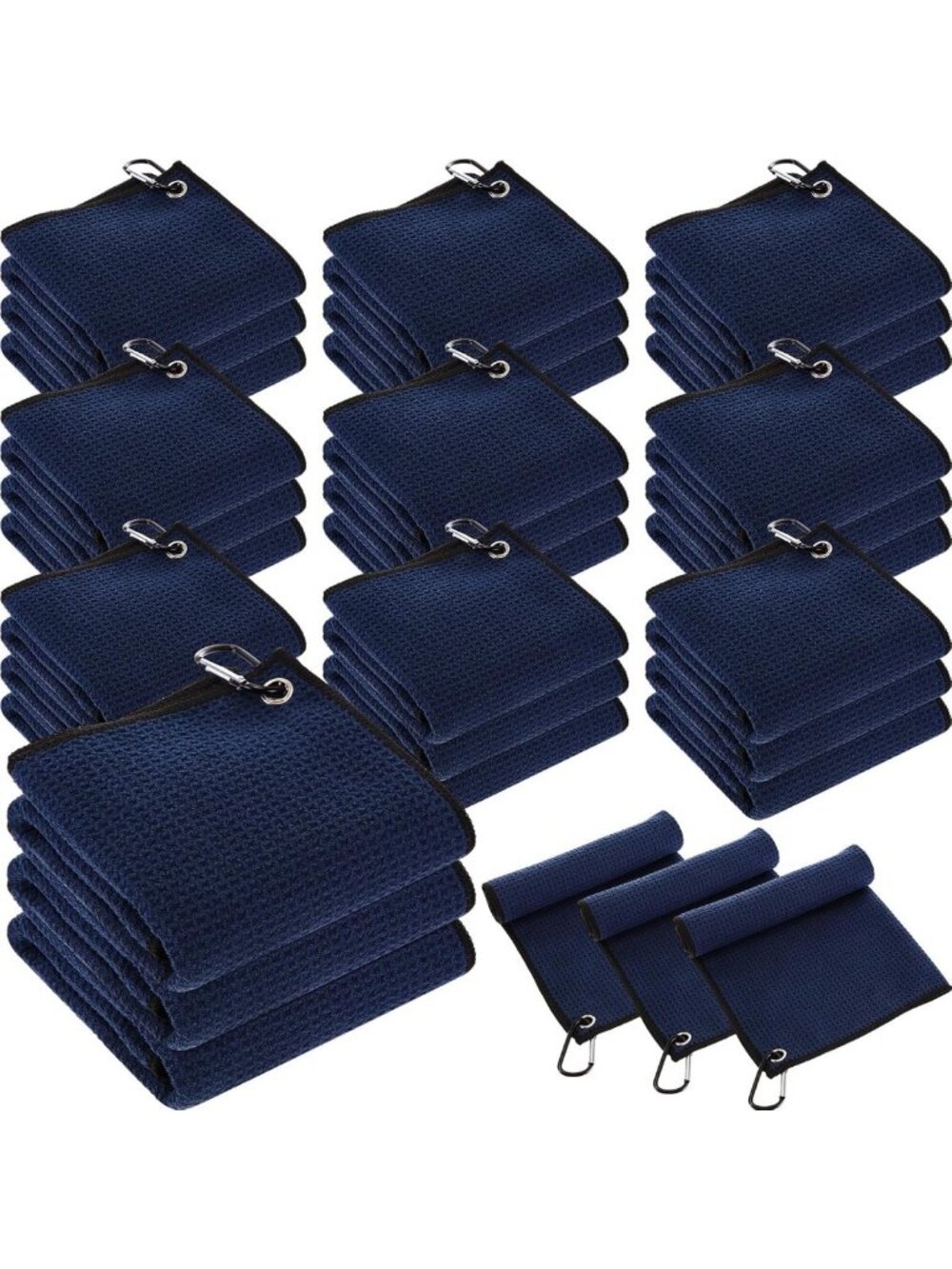 30 Pcs Golf Towels Bulk - 16"x16" Navy Blue, Perfect for Bags & Accessories